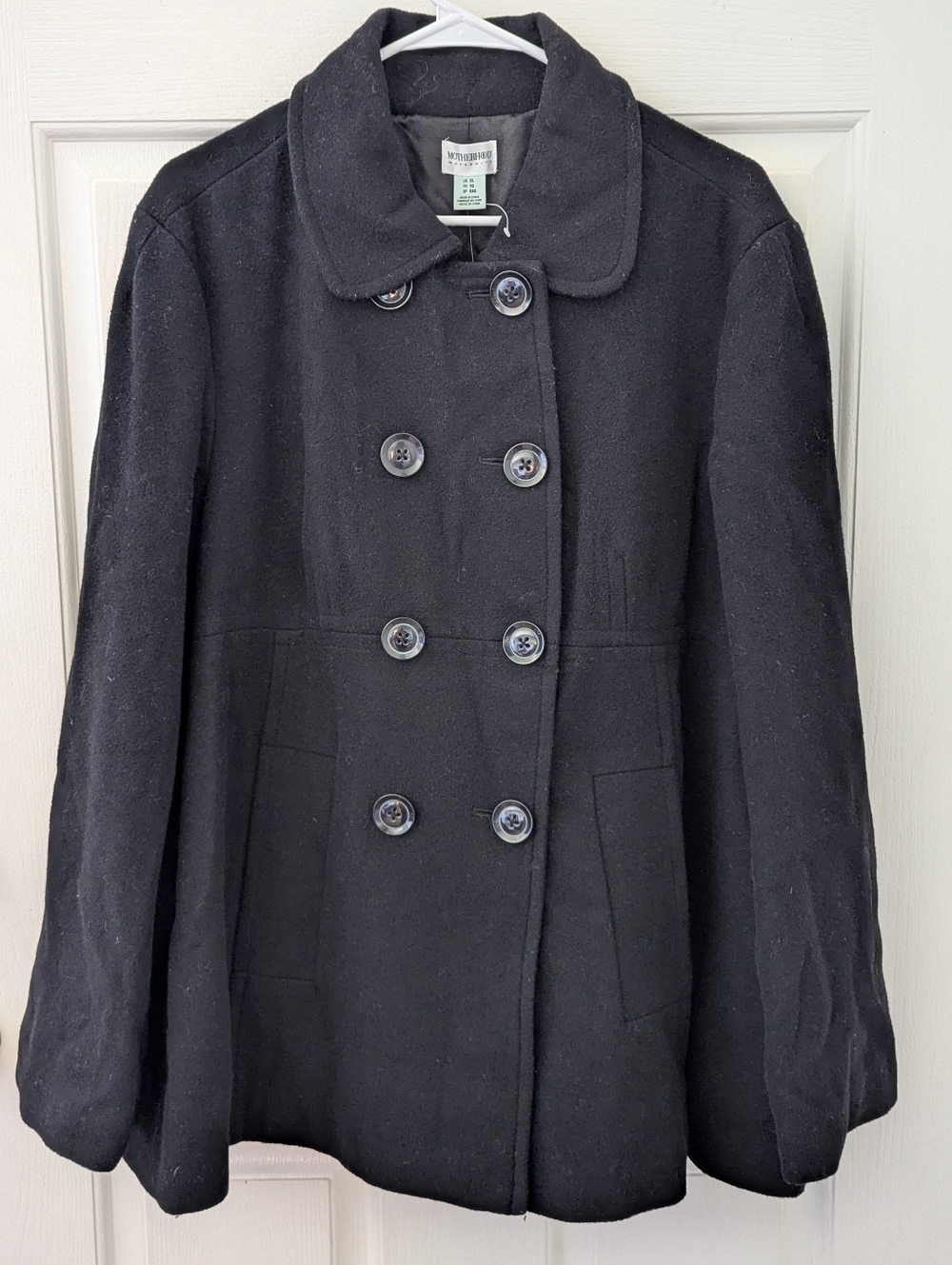 Women's Motherhood Maternity Black Double Breasted Peacoat Jacket Coat Chic  XL